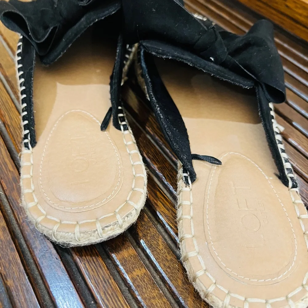 LOFT Black Suede Espadrille Slides‎ with Bow